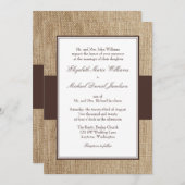 Formele Rustic Burlap Brown Wedding Invitations Kaart (Voorkant / Achterkant)