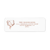 Formele rustieke Floral Crest Monogram Huwelijk Etiket (Voorkant)