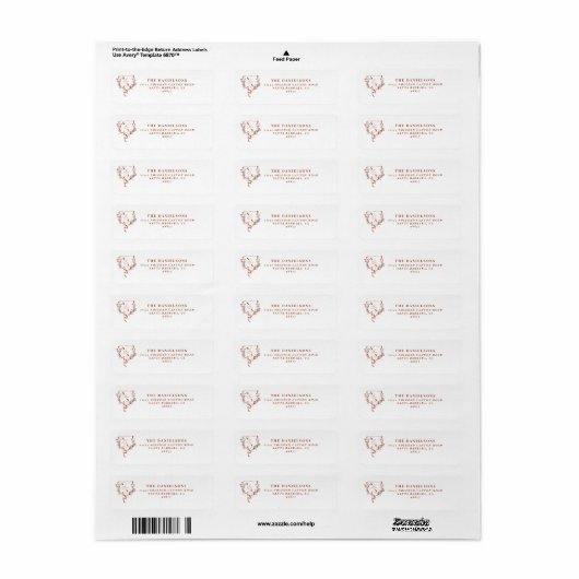 Formele rustieke Floral Crest Monogram Huwelijk Etiket (Full Sheet)