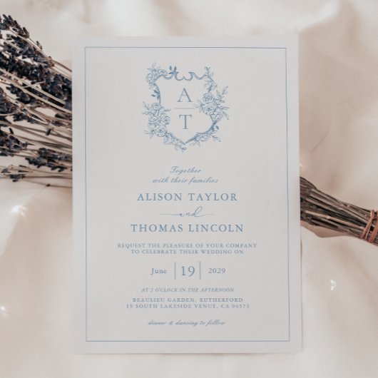 Formele ruststok Blauwe Monogram Weddenschap Kaart