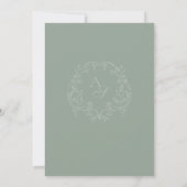 Formele Sage Green Crest Monogram Huwelijk Kaart (Achterkant)