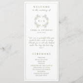 Formele  Sage Groene Monogram Huwelijksprogramma Programma (Voorkant)