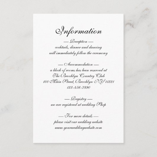 Formele Script en Geometrische Lijst Monogram brui Informatiekaartje (Voorkant)