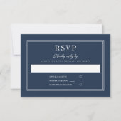 Formele script navy blue trouw-RSVP kaart (Voorkant)