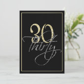 Formele Silver Black en Gold 30th Birthday Party Kaart (Staand voorkant)
