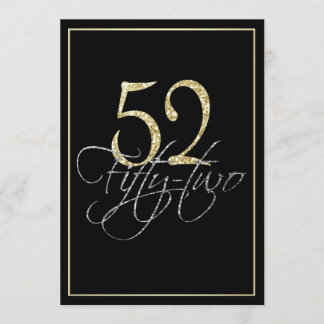 Formele Silver Black en Gold 52e verjaardag Kaart