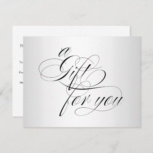 Formele Silver Calligraphy Script Cadeaucertificaa (Voorkant / Achterkant)