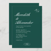 Formele Smaragd Groene Huwelijksuitnodiging Kaart (Voorkant / Achterkant)