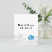 Formele sparen de Dates Briefkaarten Blauwe Floral (Staand voorkant)