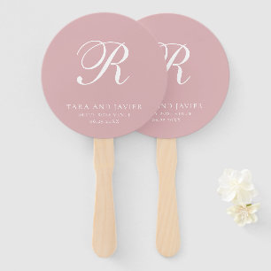 Formele Stof Roze Roze Monogram Elegante Trouw Handwaaier