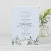 Formele Stofblauwe Bloem Bruid Ouders Trouwen Kaart (Staand voorkant)