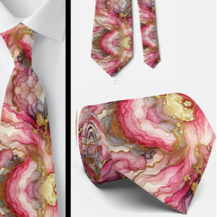 Formele stropdas Marmer roze & goud