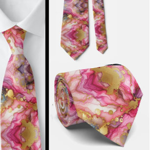 Formele stropdas   Marmer roze & goud