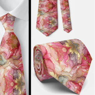 Formele stropdas   Marmer roze & goud