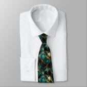Formele stropdas | Marmer Teal Blauw & Goud (Gebonden)
