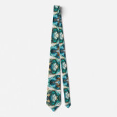 Formele stropdas | Marmer Teal Blauw & Goud (Voorkant)