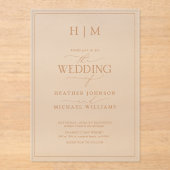 Formele terracotta Monogram Calligrafie Weddenscha Acryl Uitnodigingen (Voorkant)