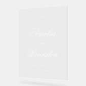 Formele transparante witte script bruiloft welkom acryl bord (Hoek)