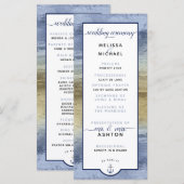 Formele #Trouw Modern #Nautisch Stofblauwe & Goude Programma (Voorkant / Achterkant)