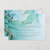 Formele turquoise en zwarte bruiloft behuizing informatiekaartje (Voorkant / Achterkant)