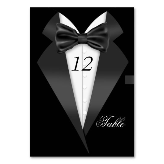 Formele Tuxedo Black Tafelnummer Zitplaats (Achterkant)