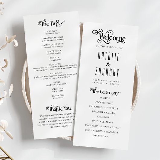 Formele Typografie Zwart Wit Huwelijksprogramma Programma