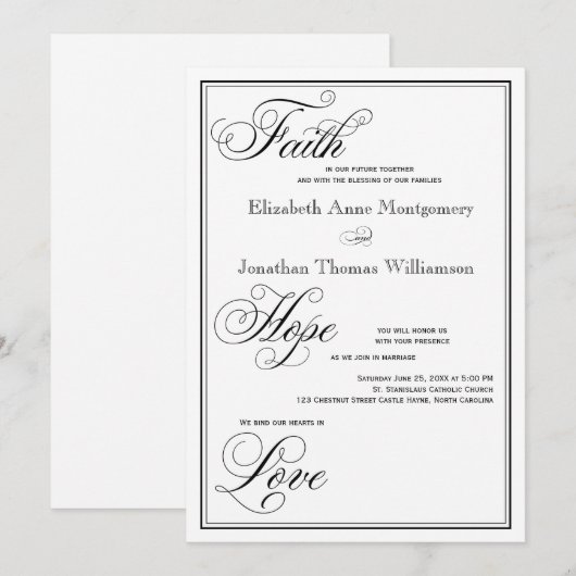 Formele uitnodiging tot weduwschap voor Faith Hope (Voorkant / Achterkant)