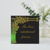 Formele uitnodiging voor een zwarte en groene brui (Staand voorkant)