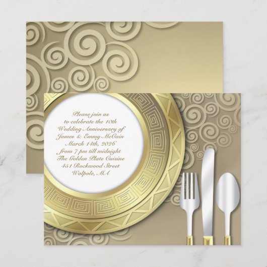 Formele uitnodiging voor huwelijksjubileum diner (Voorkant / Achterkant)