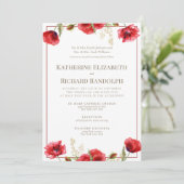 Formele uitnodiging voor Rode Floral Rood en Wit h (Staand voorkant)