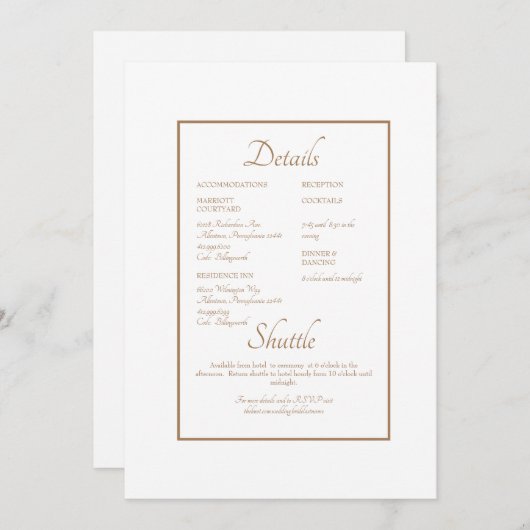 Formele Website Trouwdetail Wit Goud Tekst Kaart (Voorkant / Achterkant)