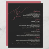 Formele weddenschappen Menu Elegant Black Magenta (Voorkant / Achterkant)