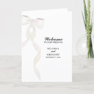 Formele White Bow Ribbon Wedding Order of Service Programma