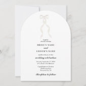 Formele witte boog lint elegante bruiloft boog kaart (Voorkant)