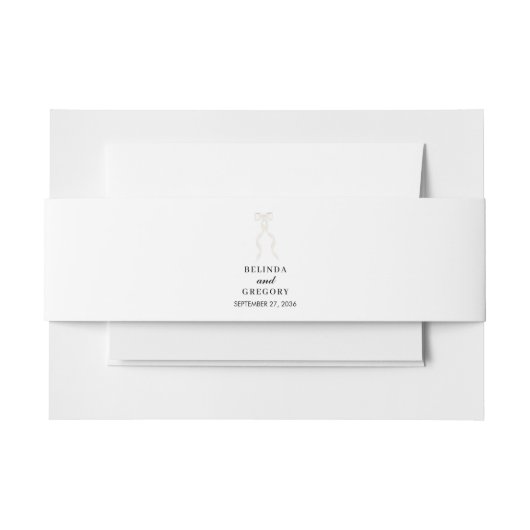 Formele witte boog lint elegante bruiloft uitnodigingen wikkel (Voorkant Voorbeeld)
