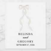 Formele witte boog lint elegante bruiloft wijn etiket (Enkel label)