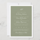 Formele witte ingelijst Sage Classic Monogram Huwe Kaart (Voorkant)