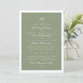 Formele witte ingelijst Sage Classic Monogram Huwe Kaart (Staand voorkant)