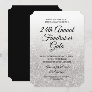 Formele zakelijke fondsenwerving Zilver Glitter Kaart