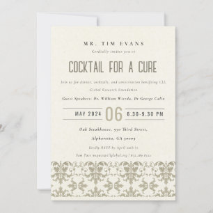 Formele Zilveren Damast Cocktail Seminar Event Kaart