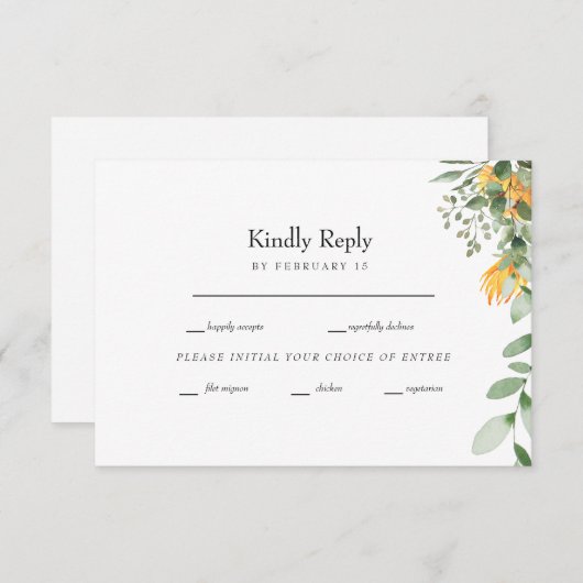 Formele Zonnebloem Weddenschap RSVP (Voorkant / Achterkant)