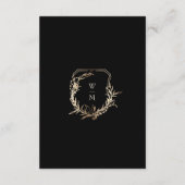 Formele Zwart & Crème Monogram Gouden Krans Detail Informatiekaartje (Achterkant)