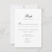 Formele Zwart & Wit Bloemen Monogram Crest Bruilof RSVP Kaartje (Voorkant)