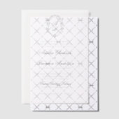 Formele Zwart & Wit Bloemen Monogram Crest Bruilof Vellum Uitnodigingen (Offset (Uitnodiging))