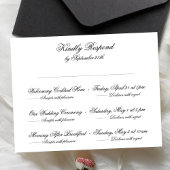 Formele Zwart & Wit Klassieke Bruiloft Multi-Event RSVP Kaartje