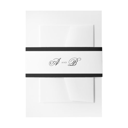 Formele zwart-wit monogram Border Wedding Uitnodigingen Wikkel (Voorkant Voorbeeld)