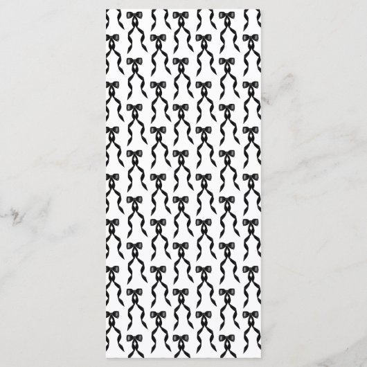 Formele zwarte boog lint elegante bruiloft menu (Achterkant)