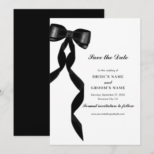 Formele zwarte boog lint elegante bruiloft save the date