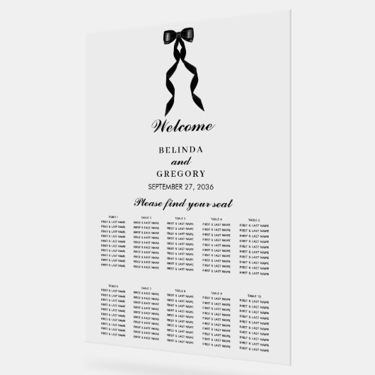 Formele Zwarte Bow Ribbon Trouwstoel Grafiek Acryl Bord (Hoek)