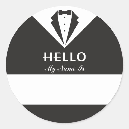 Formele zwarte en witte Hallo Ronde Sticker (Voorkant)